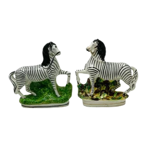 C. 1800's English Staffordshire Zebra Figurines a Pair