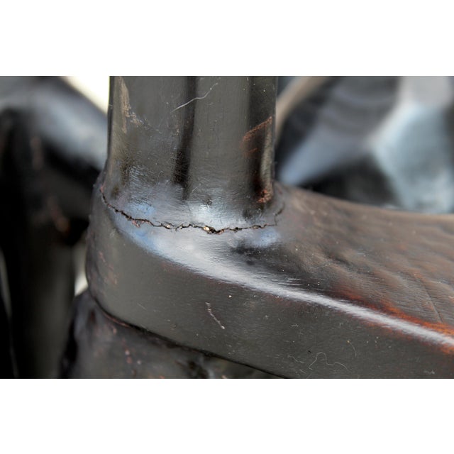 Vintage African Figural Side Table – Hand-Carved Sculptural Pedestal, Tribal Art Accent Table, Dark Hardwood For Sale - Image 12 of 14