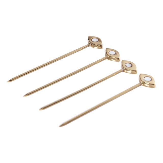 Evil Eye 4-Piece Set Cocktail Picks, Gold For Sale