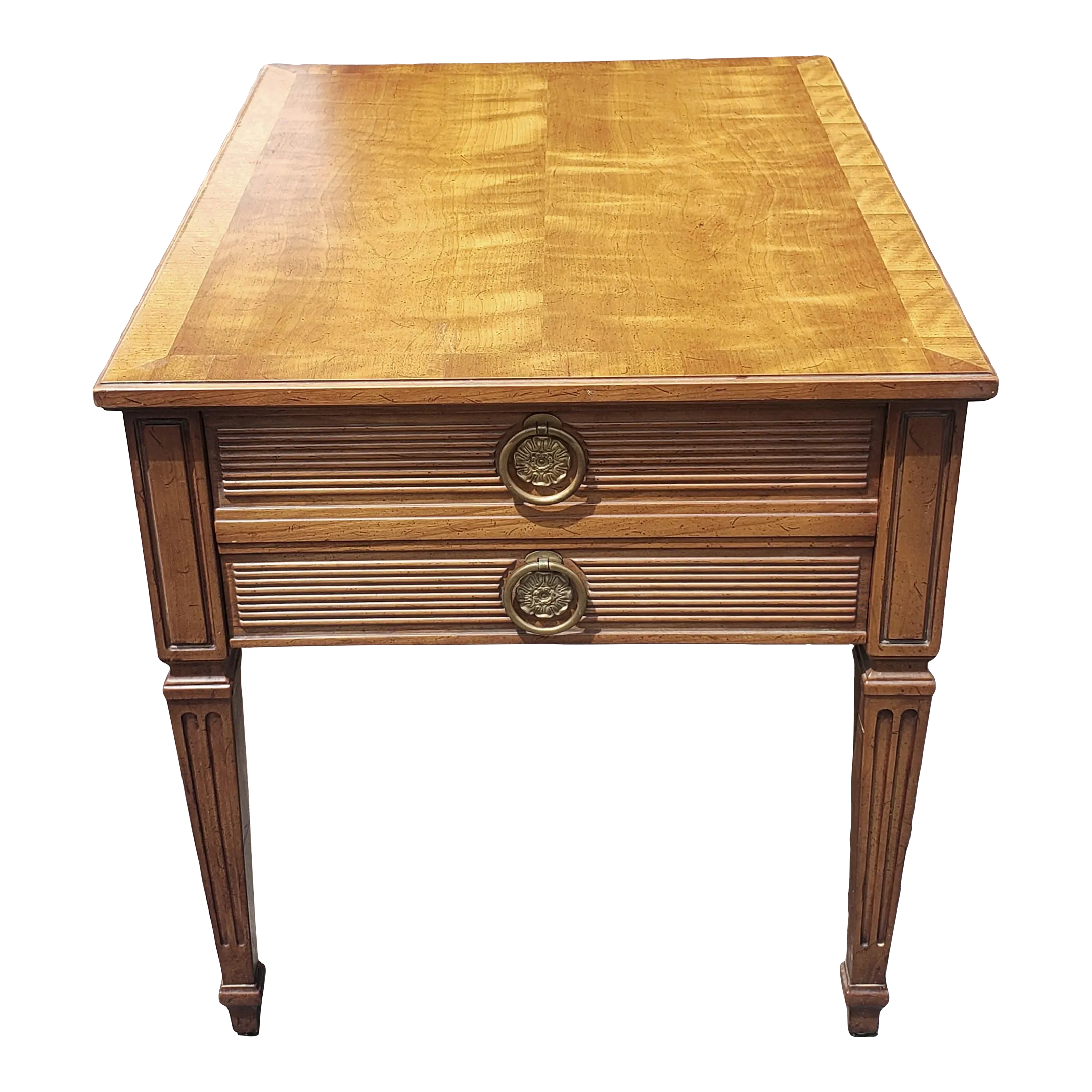 Henredon Mid-Century Cross-Banded Walnut Single Drawer Side Table