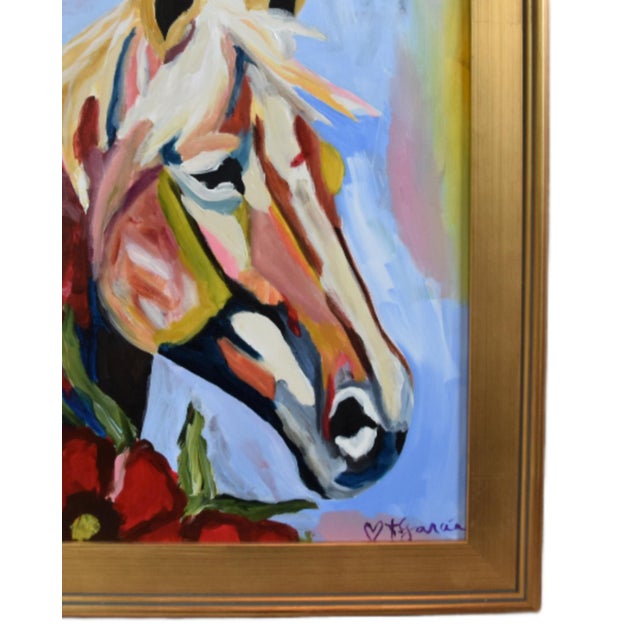Colorful impressionist abstract horse portrait painting on stretched artist canvas. Signed by the talented artist...