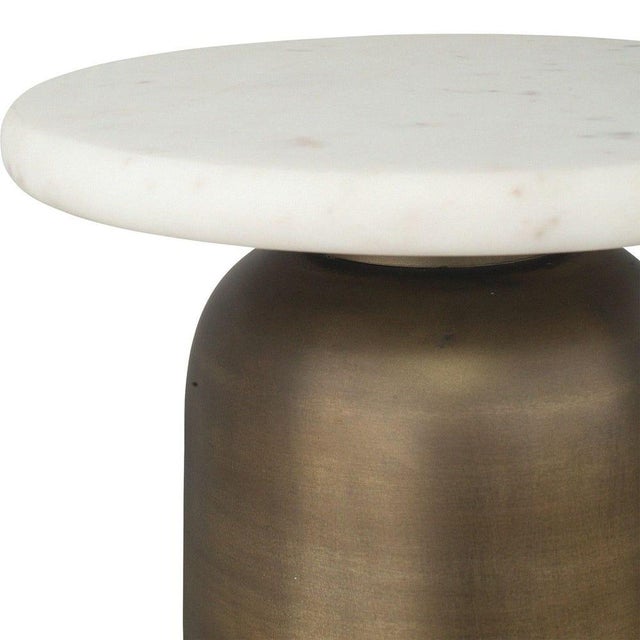 Contemporary Outdoor Indoor Brass Cylinder Side Table For Sale - Image 3 of 5