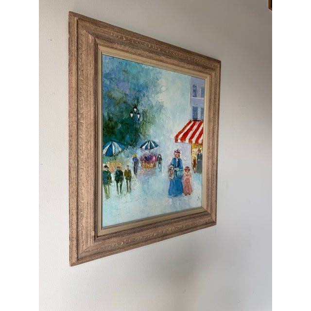 Impressionist Vintage Yoli Parisian Street Scene Oil on Canvas Painting – Framed For Sale - Image 3 of 11