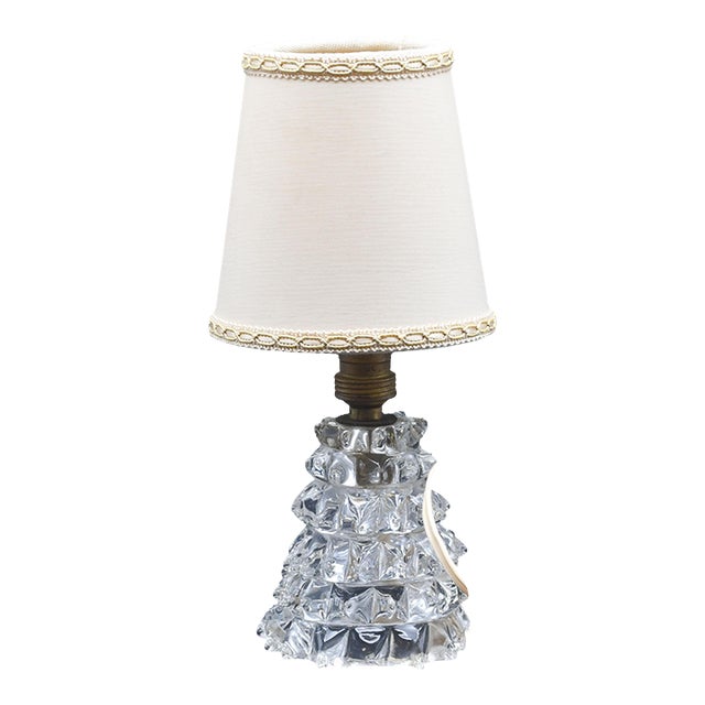Charming Table Lamp in Rostrato Murano Glass Vase for Barovier & Toso, 1940s For Sale