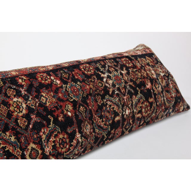 Navy Blue Antique Hand Knotted Navy Blue Persian Rug Pillow Cushion Cover -14'' X 42'' For Sale - Image 8 of 10