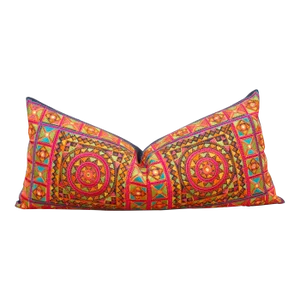 Bright Tribal Swati Embroidered Phulkari Pillow Cover
