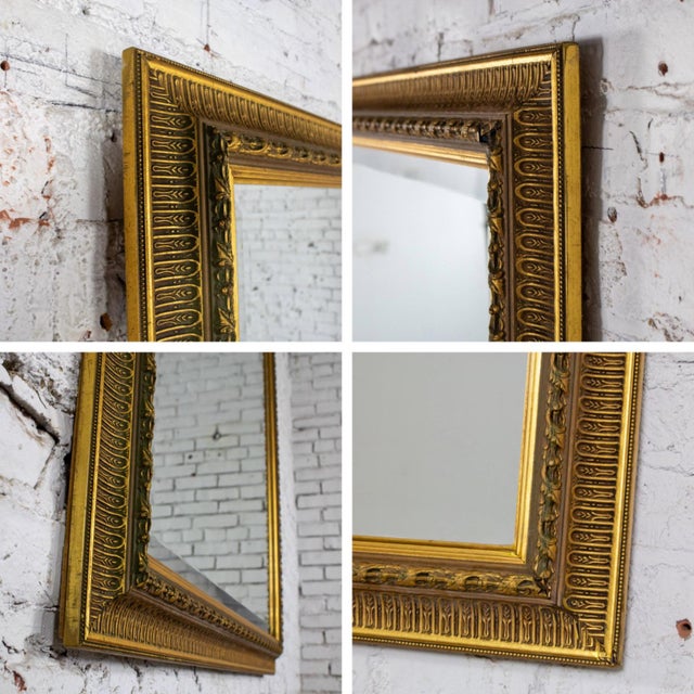Late 20th Century Neoclassical to Traditional Large Wall Mirror Rectangular Antiqued Gold Frame For Sale - Image 16 of 18