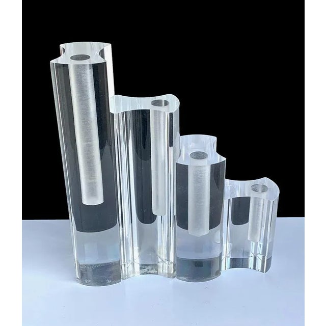 1970s Mid-Century Modern Italian Crystal Acrylic Glass Vases from Guzzini, 1970s, Set of 4 For Sale - Image 5 of 16