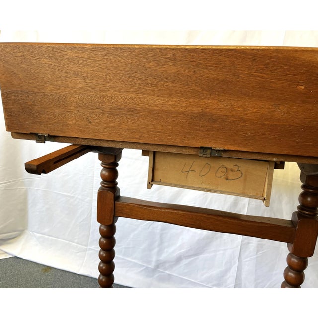 Antique Ship's Navigation Table/ Desk Handmade of Solid Wood With Barley Twist Legs For Sale - Image 12 of 13