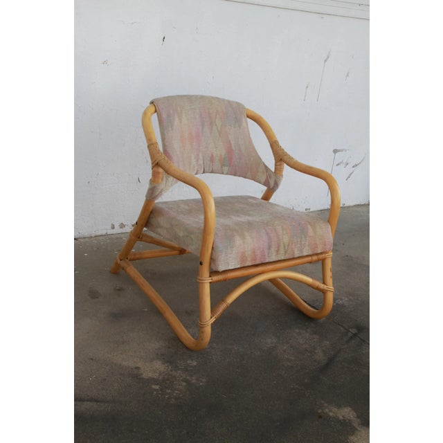 Boho Chic Boho Chic Upholstered Bamboo Armchairs For Sale - Image 3 of 11