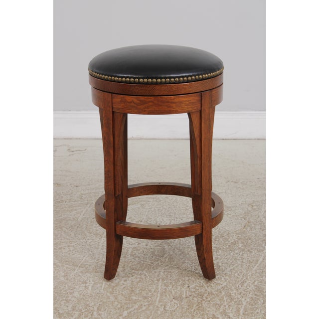 2010s Set of 3 Stickley Mission Oak Counter Bar Stools For Sale - Image 5 of 14