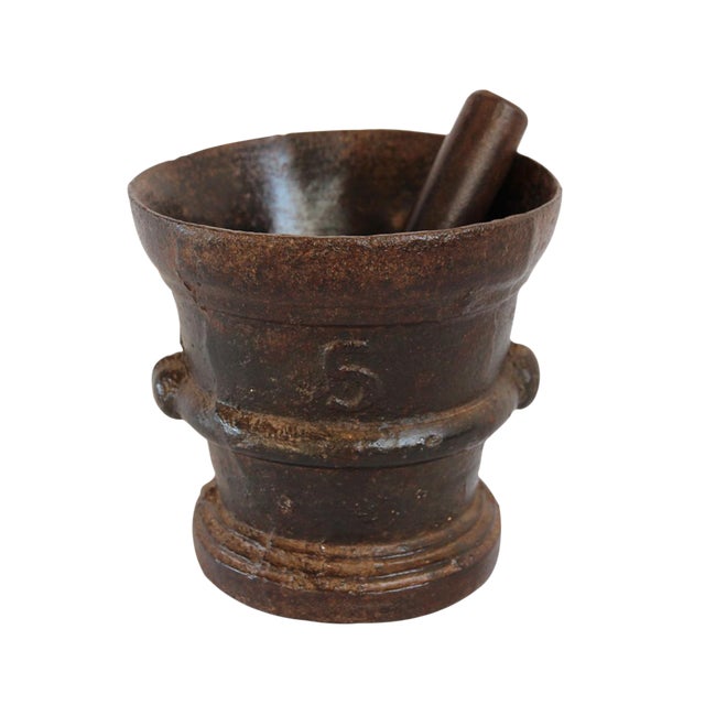 Indian Cast Iron Mortar & Pestle Chairish