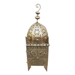 Contemporary Gold Finish Medium Moroccan Metal Floor Lantern / Koutoubia