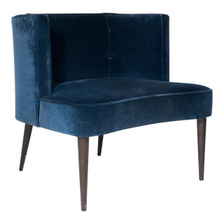 Room & Board Mid Century Modern Style Chloe Indigo Velvet Chair For Sale