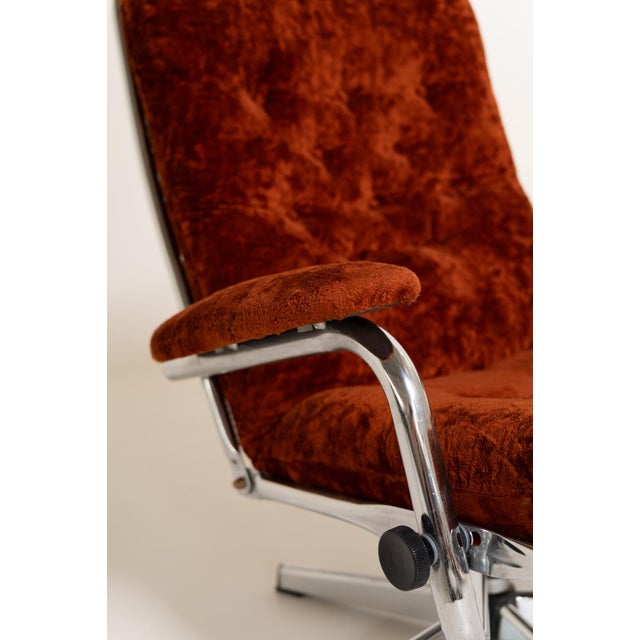 Swedish Swivel Armchair in Velvet and Steel, 1970s For Sale - Image 10 of 11