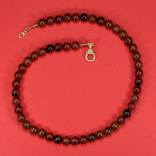 Ajd 17 Inch Rich Chocolate Brown Necklace With Diamond Chip Vermeil Clasp For Sale In Raleigh - Image 6 of 6