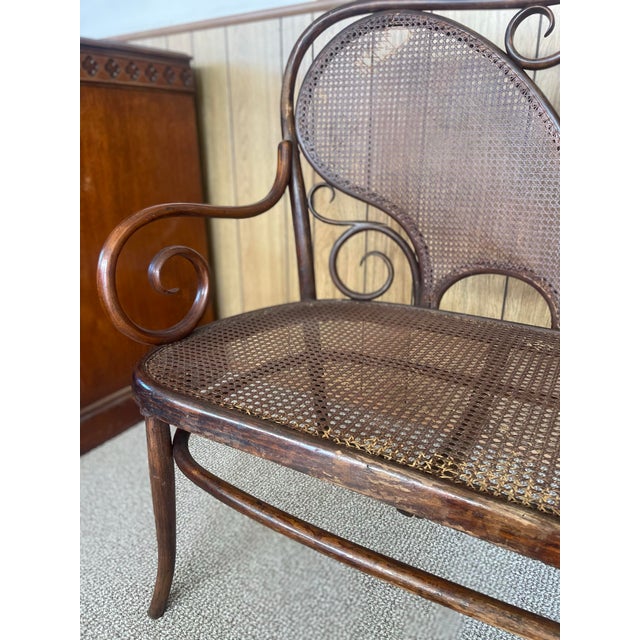 Late 19th Century Art Nouveau Fischel Bentwood Settee Bench, Made in Austria For Sale In San Francisco - Image 6 of 10