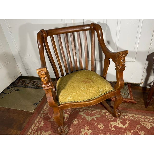 Antique Empire Rocking Chair With Carved Figural Heads For Sale In New York - Image 6 of 12