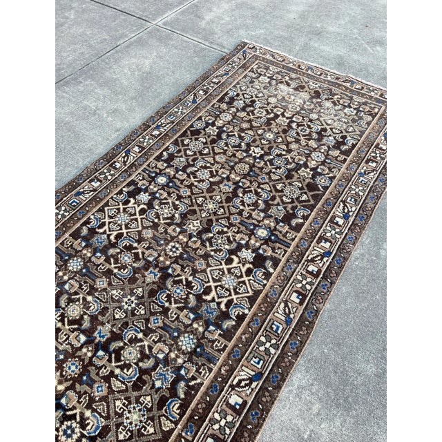 Shabby Chic 1920s Vintage Handmade Persian Nomadic Chocolate Brown Persian Rug For Sale - Image 3 of 7
