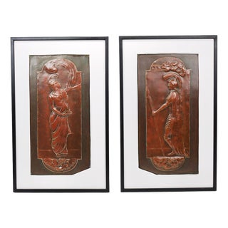 Vienna Secession Art Nouveau Relief Panels by Georg Klimt, Vienna, 1900s, Set of 2 For Sale