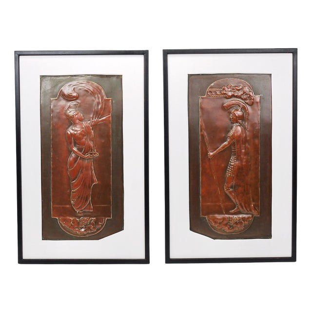 Vienna Secession Art Nouveau Relief Panels by Georg Klimt, Vienna, 1900s, Set of 2 For Sale