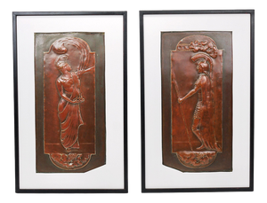 Vienna Secession Art Nouveau Relief Panels by Georg Klimt, Vienna, 1900s, Set of 2