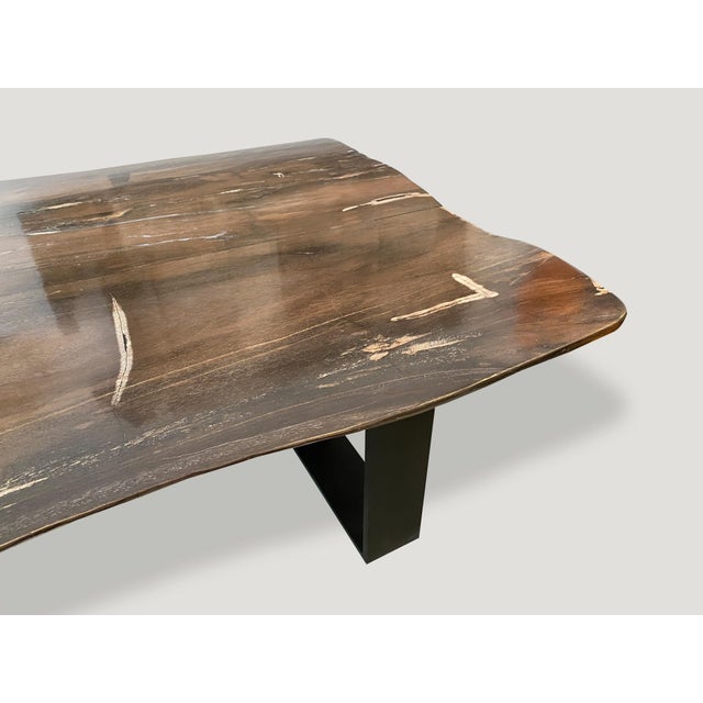 Wood Andrianna Shamaris High Quality Petrified Wood Dining Table For Sale - Image 7 of 18