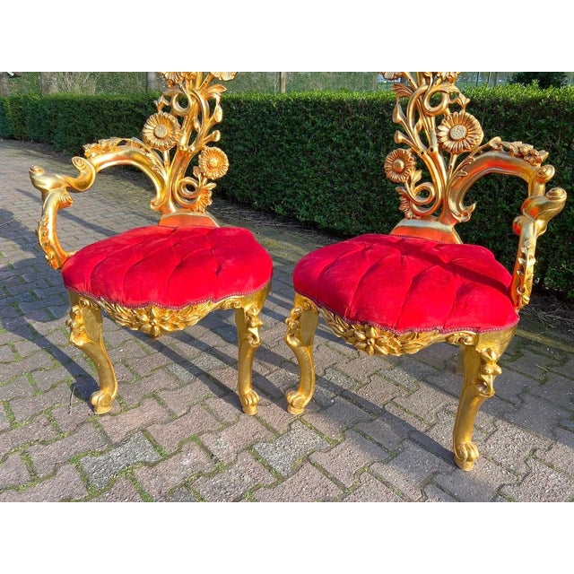 Mid-20th Century Italian Baroque / Rococo Revival Side Chairs – Pair An extraordinary pair of mid-20th-century Italian...