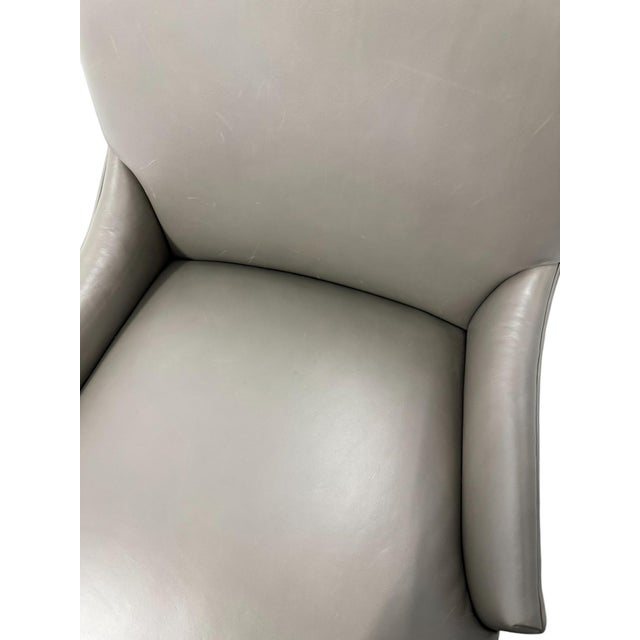 Animal Skin Arhaus Rhen Leather Side Arm Chair - Showroom Sample For Sale - Image 7 of 11