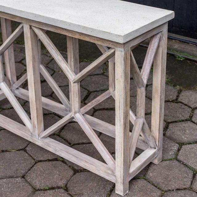 Contemporary Limstone Top Console Table For Sale - Image 3 of 9