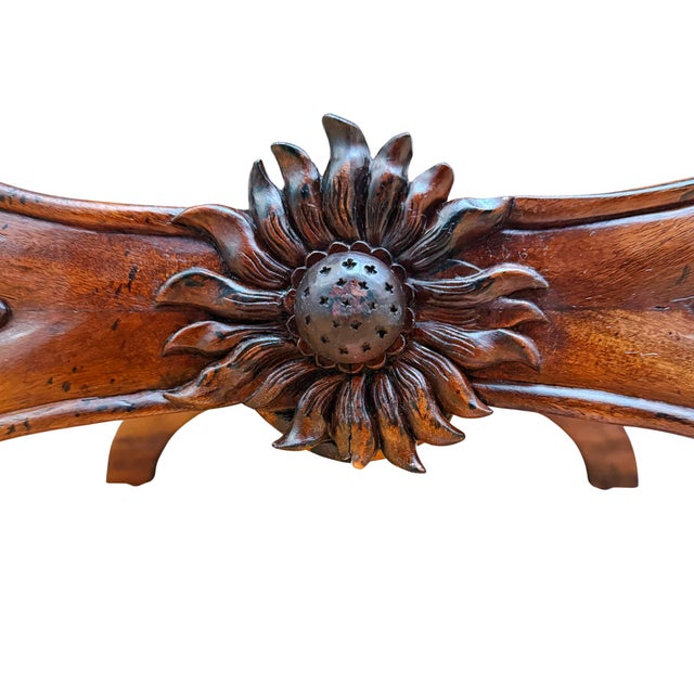 Early 20th Century X-Frame English Regency Upholstered Ottomans With Carved Rosettes and Nailhead Trim - A Pair For Sale - Image 9 of 17