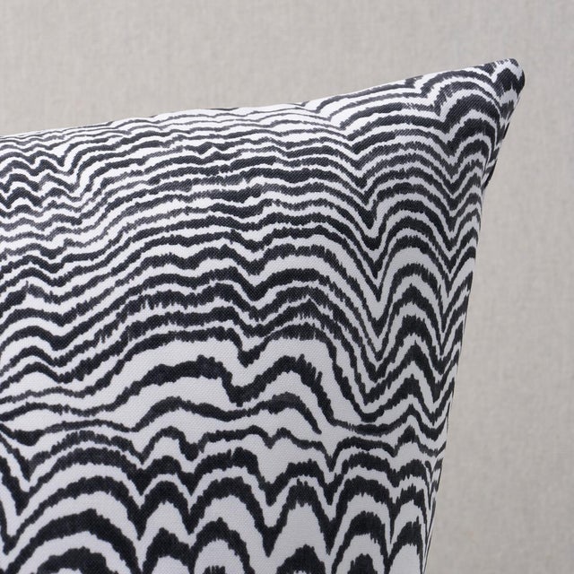 This pillow features Ink Wave Print Indoor/Outdoor by Trina Turk for Schumacher with a knife edge finish. With its unique...