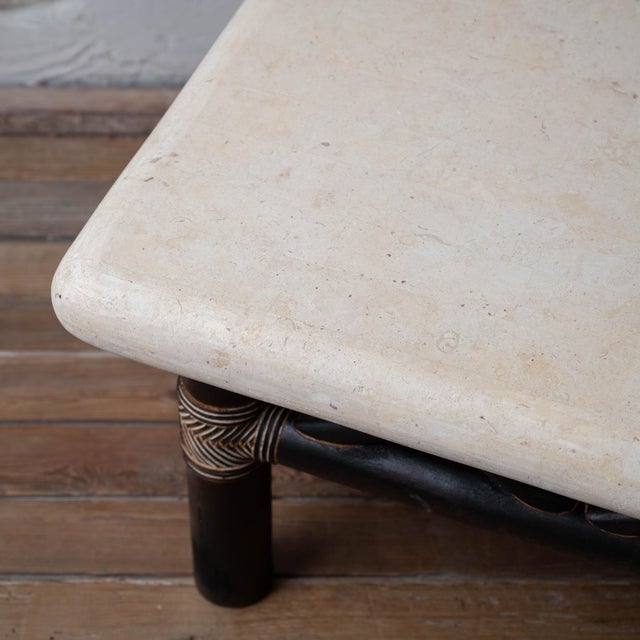 Wood Shou Sugi Ban Bamboo and Stone Coffee Table, 1980s For Sale - Image 7 of 18
