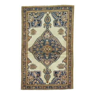 Late 20th Century Ivory Persian Sarouk Ferehan Rug - 3'3" x 5'1" For Sale