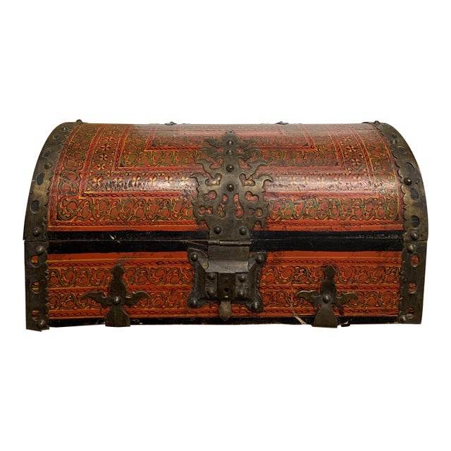 Large 19th Century Anglo Indian Malabar Treasure Chest With Brass Fittings For Sale