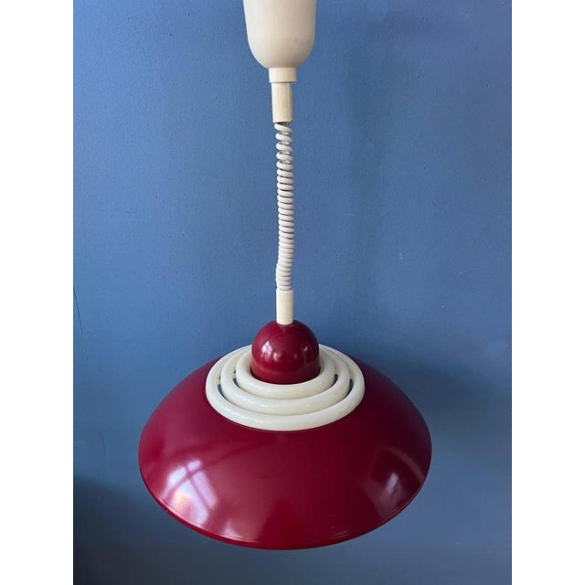 Metal Scandinavian Space Age Red Pendant Lamp by Knud Christensen For Sale - Image 7 of 13
