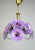 Vintage Floral Glass Chandelier Hand Painted Purple Ceiling Light One of a Kind Statement Lighting For Sale - Image 6 of 11