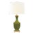 Matthew Izzo Home - Gina Olive Hand-Painted Tole Table Lamp With Cream Silk Shade and Gold Trim For Sale