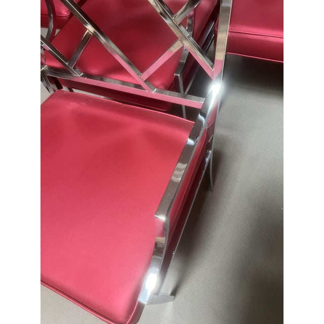 1970s 1970s Set of 6 MCM Chrome Dining Chairs in the Style of Milo Baughman For Sale - Image 5 of 6