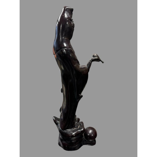 Figurative Mid 20th Century Oriental Bronze Figural Statue Sculpture of a Lady For Sale - Image 3 of 10