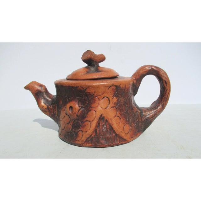 Terra Cotta Chinese Folk Art Terra Cotta TeaPot Vintage 50s' For Sale - Image 8 of 8