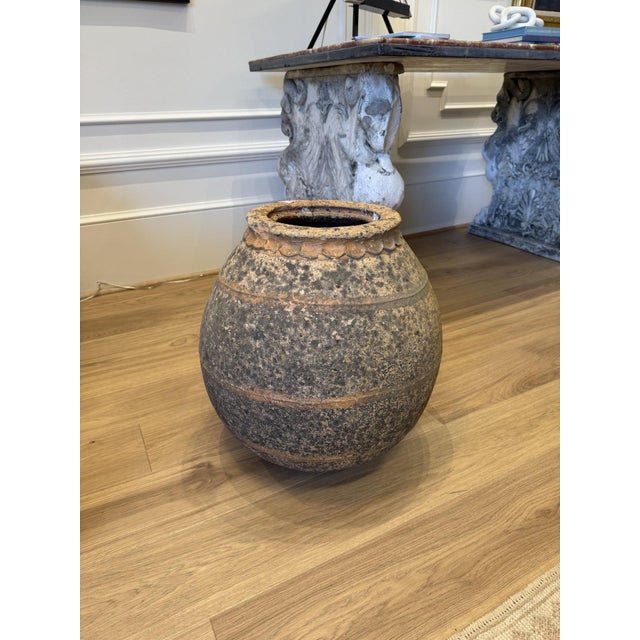 French Large Antique Olive Jar / Biot Style Garden Vessel For Sale - Image 3 of 3