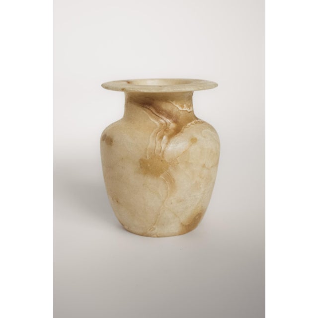 Hand-Carved Egyptian Alabaster Vase For Sale - Image 3 of 13