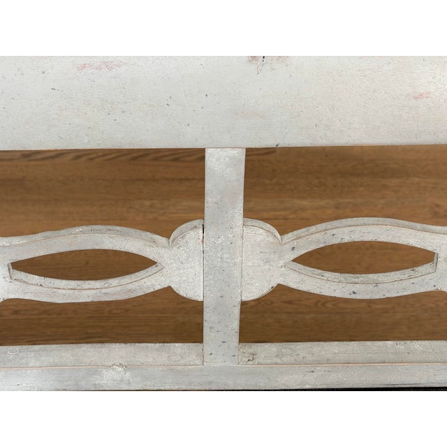 Late 19th Century 19th Century Swedish Gustavian-Style Bench With Custom Sunbrella Cushion For Sale - Image 5 of 10