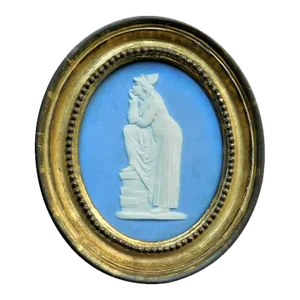 Antique 18th Century Wedgwood Style Jasperware Plaque of Melpomene, the Muse of Tragedy by Adams & Co.