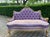 1980 French Louis XVI Gilded Beech Purple Damask Settee For Sale - Image 4 of 15