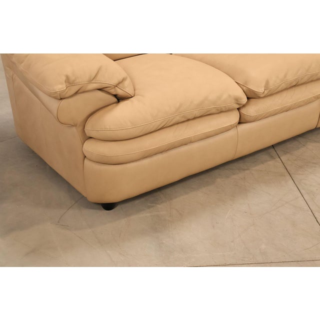 Italian Made Leather Sectional Sofa With Chaise For Sale - Image 10 of 18