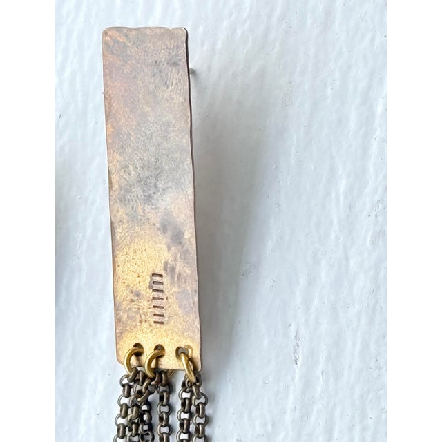 1990s Vintage 1990s Brutalist Brass Gunmetal Chain Fringe Dangle Earrings, Pair For Sale - Image 5 of 11