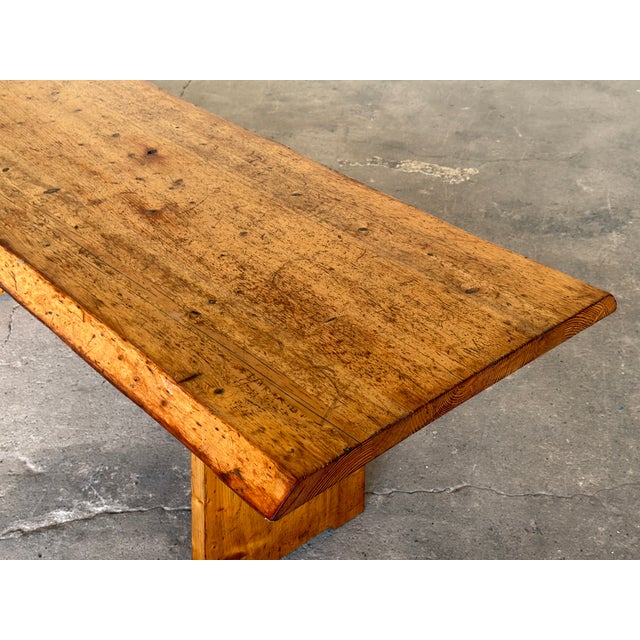 Vintage Scandinavian Modern Pine Trestle Dining Table, 1940s For Sale - Image 4 of 11