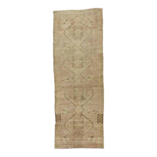 Vintage Washed Out Turkish Runner Rug - 4′3″ × 11′9″ For Sale